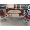 Image 1 : 1970's Chrome Leg Kitchen Table 30" x 36" x 47.5" with 4 Rolling Chairs with 