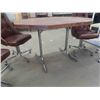 Image 3 : 1970's Chrome Leg Kitchen Table 30" x 36" x 47.5" with 4 Rolling Chairs with 