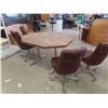Image 5 : 1970's Chrome Leg Kitchen Table 30" x 36" x 47.5" with 4 Rolling Chairs with 