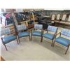 Image 1 : Set of 5 Vintage Mid Century Modern Wooden Arm Chairs with Vinyl Seat + 