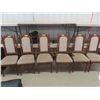 Image 1 : 6 Oak Dining Room Chairs with High Backs - Upholstered Cloth - 2 Arm Chairs