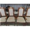 Image 3 : 6 Oak Dining Room Chairs with High Backs - Upholstered Cloth - 2 Arm Chairs