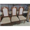 Image 4 : 6 Oak Dining Room Chairs with High Backs - Upholstered Cloth - 2 Arm Chairs