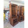 Image 2 : 2 Modern Step Back Walnut Hutch + Cabinet with Drawer22" X 30" x 76" - 