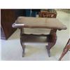 Image 4 : Small Bench with Needle Point Cushion Top 13" x 17" x 23.5" , Stand with Bookshelf