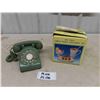 Image 1 : Vintage Green Rotary Dial Table Phone, Fine China 3pc Soda Fountain Set in Box