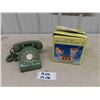 Image 1 : Vintage Green Rotary Dial Table Phone, Fine China 3pc Soda Fountain Set in Box