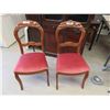 Image 1 : 2 Nice Wooden Chairs - Nicely Detailed with Soft Cushioned Seats - 1 Has Been Repaired 