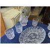 Image 2 : Assorted Lead Crystal Cut Glass ; Trays, Pitcher, Cream + Sugar, Glasses