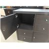 Image 2 : Black Wood Multi Drawer + 2 Door Cabinet 15.5" x 30" x 30" 