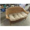 Image 2 : Pier 1 Wicker Settee/ Couch with Great Puffy Cushion + High Back 57" Wide