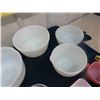 Image 3 : Fire King, Pyrex ; Refrigerator Dish, Cream + Sugar, Mixing Bowls