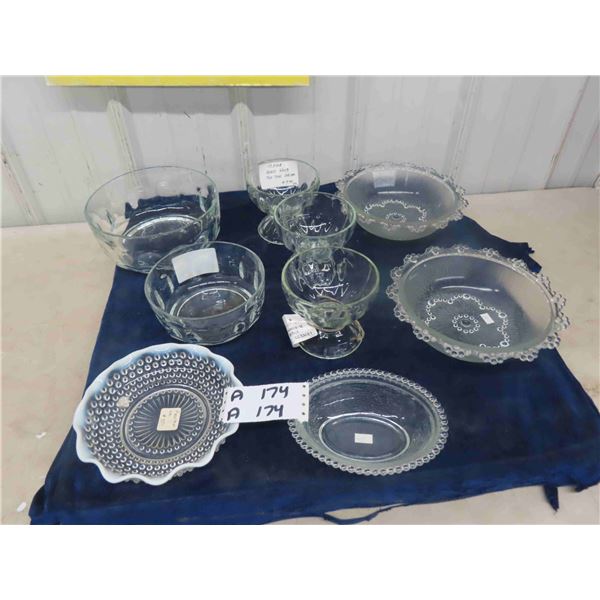 Glassware Bowls + Trays, Fenton Glass Diamond Knob