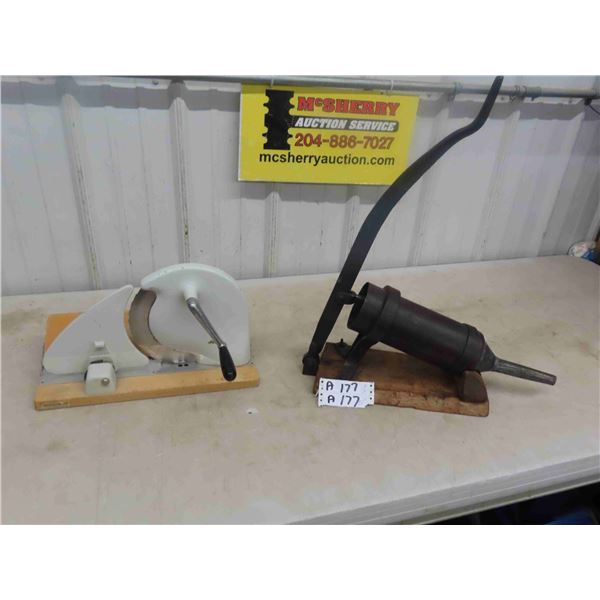 Sausage Stuffer/ Maker + Meat Hand Crank Slicer