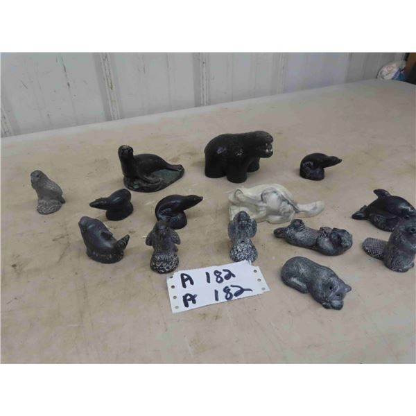 14 Soapstone Style Ornaments ; Animals + Birds