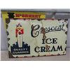 Image 1 : Crescent Porcelain Vintage Ice Cream Sign with Guard - Cool Graphics  18" x 28" 