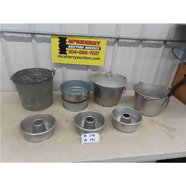 Galvanized Pails + Aluminum Cake Molds