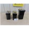 Image 1 : 3 Soda Fountain Porcelain Canisters ; (2) 4" x 7.5" x 8" + (1) 5.5" x 5.5" x 11" 