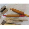 Image 3 : 2 Butter Presses, Rolling Pins, Primitive Wood Spoon / Ladle, Wooden Press Plunge