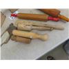 Image 4 : 2 Butter Presses, Rolling Pins, Primitive Wood Spoon / Ladle, Wooden Press Plunge