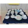Image 1 : 20 Fire King Items ; Cream + Sugar, Plates, Cups, Bowls, Cups + Saucers, Tray