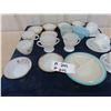 Image 3 : 20 Fire King Items ; Cream + Sugar, Plates, Cups, Bowls, Cups + Saucers, Tray