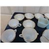 Image 5 : 20 Fire King Items ; Cream + Sugar, Plates, Cups, Bowls, Cups + Saucers, Tray