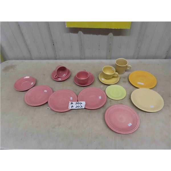 15 pcs Fiesta Plates, Cups + Saucers