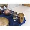 Image 2 : Brass + Copper Bed Pan, Kettle, Wine Goblet, Mugs