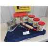 Image 1 : Vintage Metal Canister set, Bread Box, Drop Side Toaster, Rolling Pin + Mixer