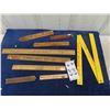 Image 1 : 9 Wooden Rulers - Straight + Folding - Many with Advertising ; 7Up, Dominion Oil