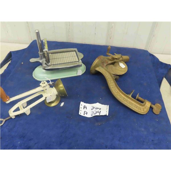 Enterprise Cherry Stoner, Butter Slicer, Brass + Cast Coffee Grinder