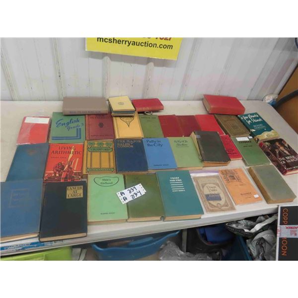 32 Old Books - 20 Hard Cover - Some School, Some Stories