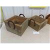 Image 2 : 4 Rustic Organizers with Horse Shoe Handles - Approximately 8" x 11" x 11" 
