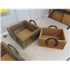 Image 2 : 4 Rustic Organizers with Horse Shoe Handles - Approximately 8" x 11" x 11" 