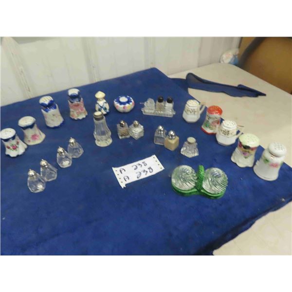 China/ Glass Salt + Pepper Shakers & Candle Holders