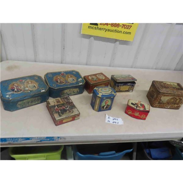 8 Royalty Tins - Biscuit - Vintage 1937