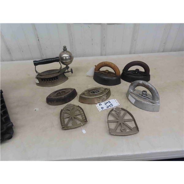 6 Sad Irons - 1 Gas & 2 Rests