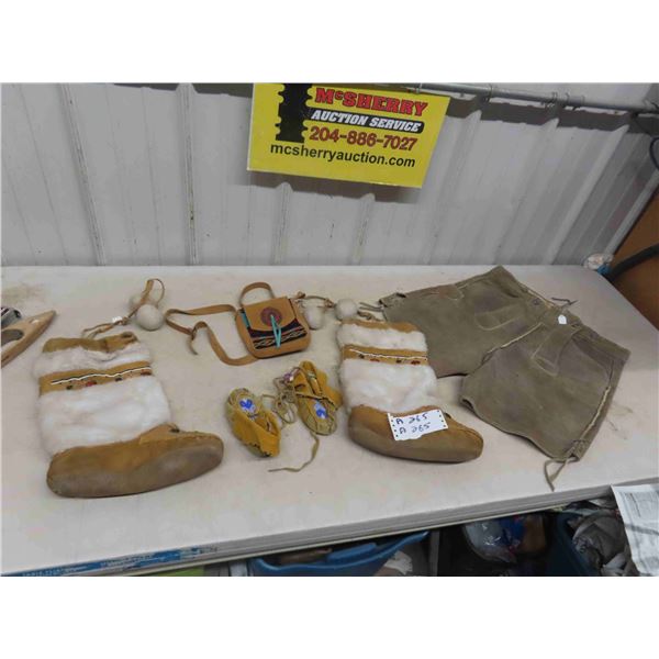 Moccasins, Indigenous Style Purse/ Pouch, Leather Lederhosen
