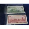 Image 6 : 1954 + 1967 Canadian Dollars Lot ; 3 Different $1 Bills + (3) $2 Bills