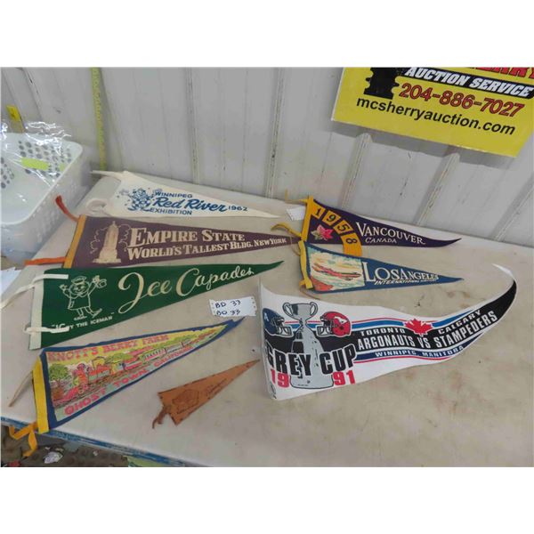 1950's + 60's Felt Pennant Lot ; Empire State Bldg., Red River Ex, Ice Capades, 