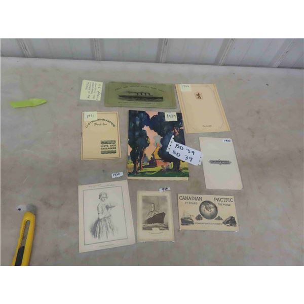 Rare 1920's + 30's Steamship/ Ocean Liner Passenger Lists + Menus - All Early + 