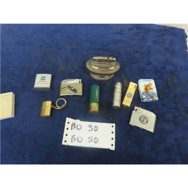 Vintage Lighter Lot ; Bullet, Shotgun Shell Advertising, Donald Hardy, plus more