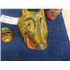 Image 3 : 3 Unusual Carved Vintage Wooden Masks ; Double Faced, Wolf + Oriental & Peacock 