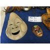 Image 4 : 3 Unusual Carved Vintage Wooden Masks ; Double Faced, Wolf + Oriental & Peacock 