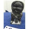 Image 2 : Vintage Inuit Soapstone Carving of Hunter Pulling Seal from Ice 3.5" Tall - Signed + 