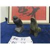 Image 4 : 2 Vintage Inuit Soapstone Carvings - Both Signed ; Seal + Bird - Both 4" & Framed