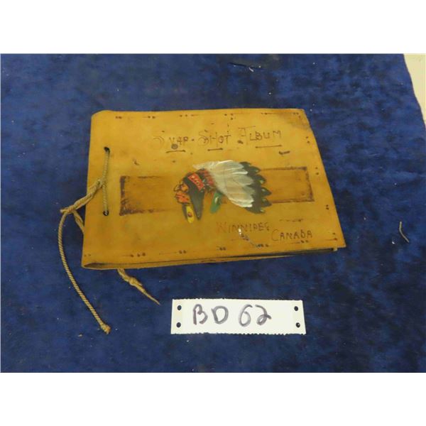 Vintage First Nations Hand Painted Leather Album with Vintage First Nations Postcards