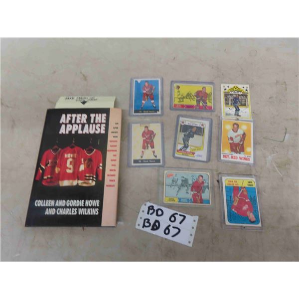 Gordie Howe + Bobby Hull Signed Book + Gordie Howe Vintage Hockey Card Lot ; 