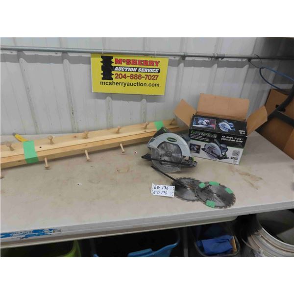 Genesis 7.25" Circular Saw & 3 Wall Mount Coat Racks 40" Each